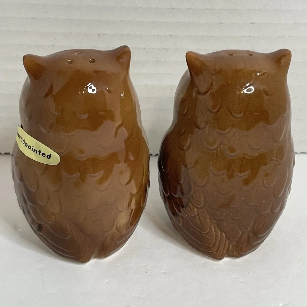 Vintage 1983 Otagiri Owl Salt And Pepper Shakers Japan Handpainted Super Cute